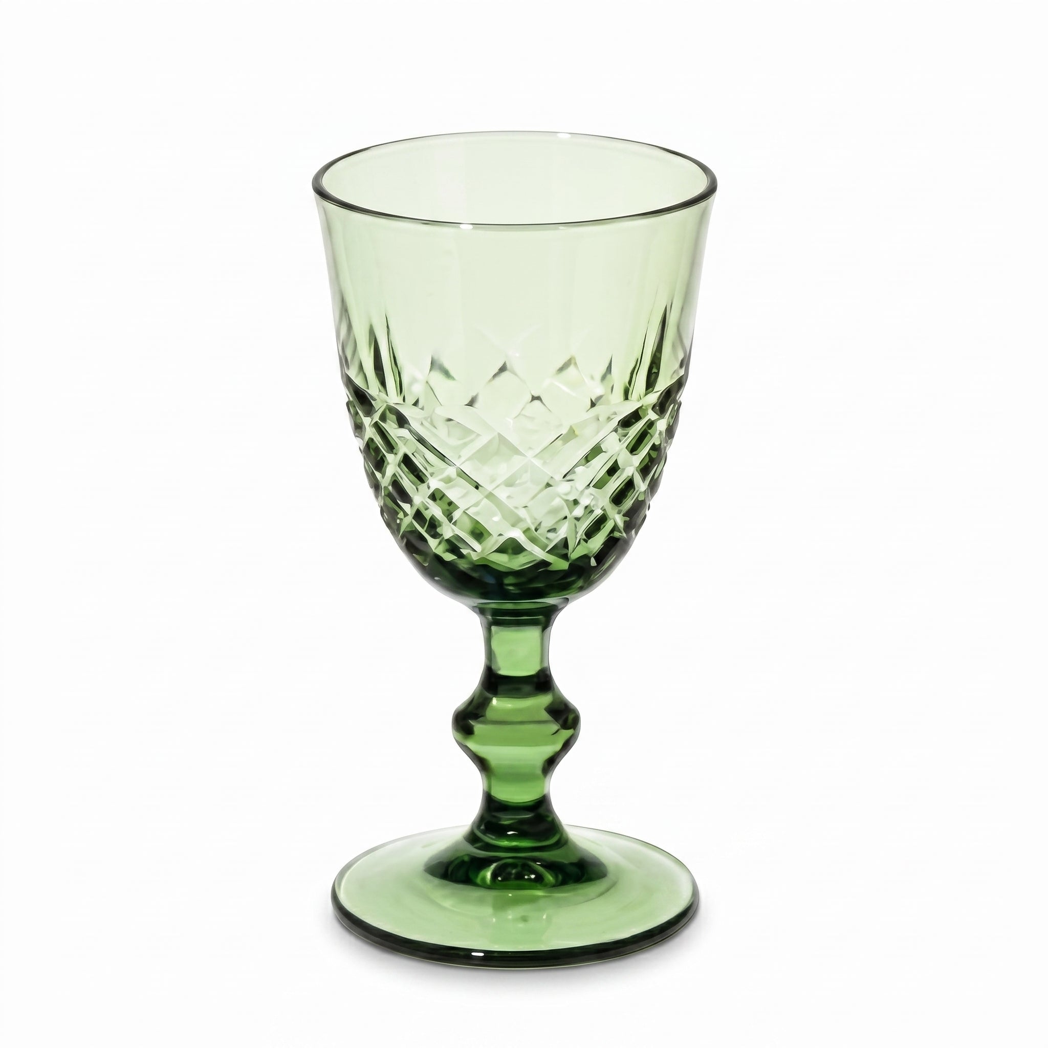 Vintage Green Glass Goblet