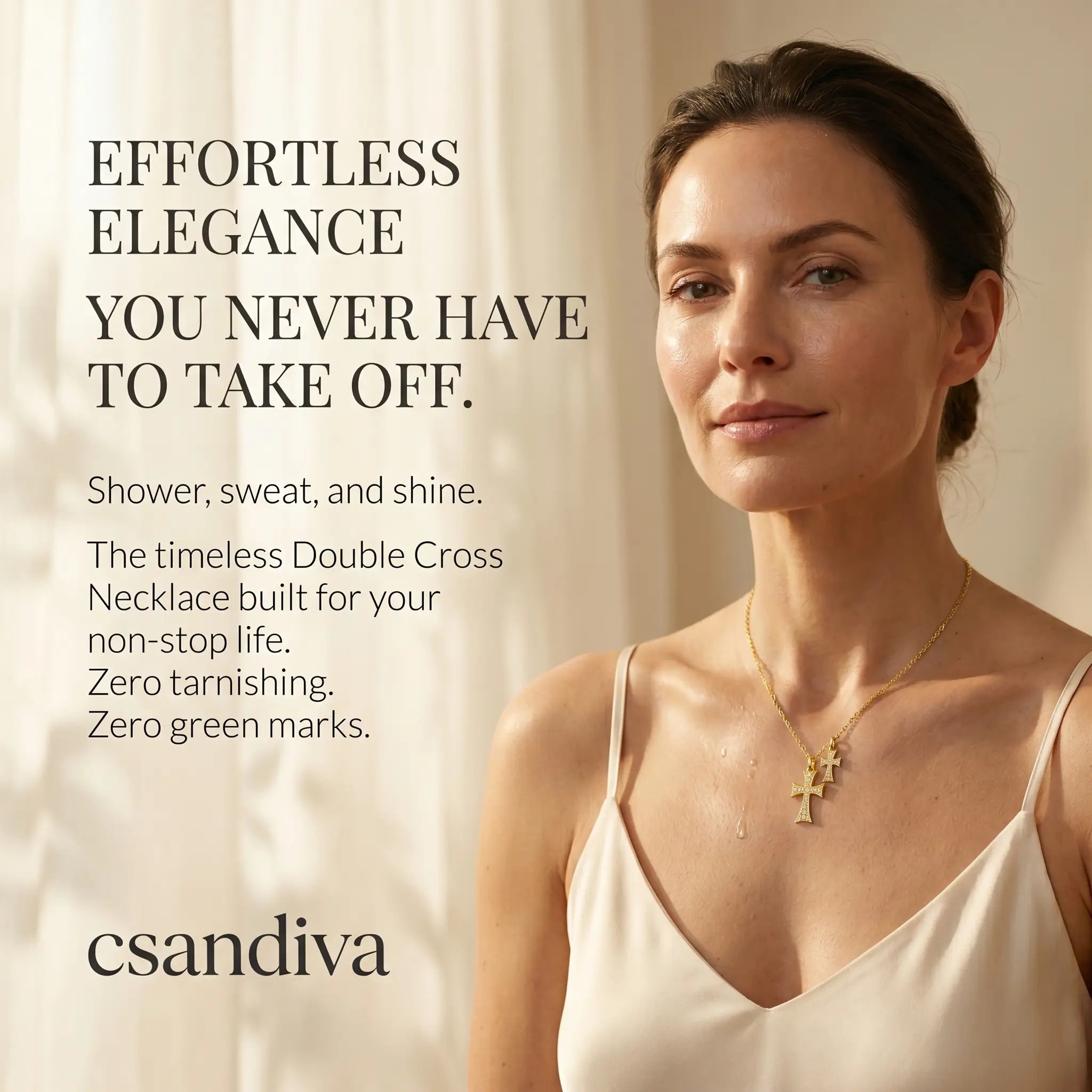 csandiva™ 18K Radiant Halo Cross Suite - Skin-Safe Timeless Elegance & Sweatproof Daily Glamour | Last Day 90% OFF🔥