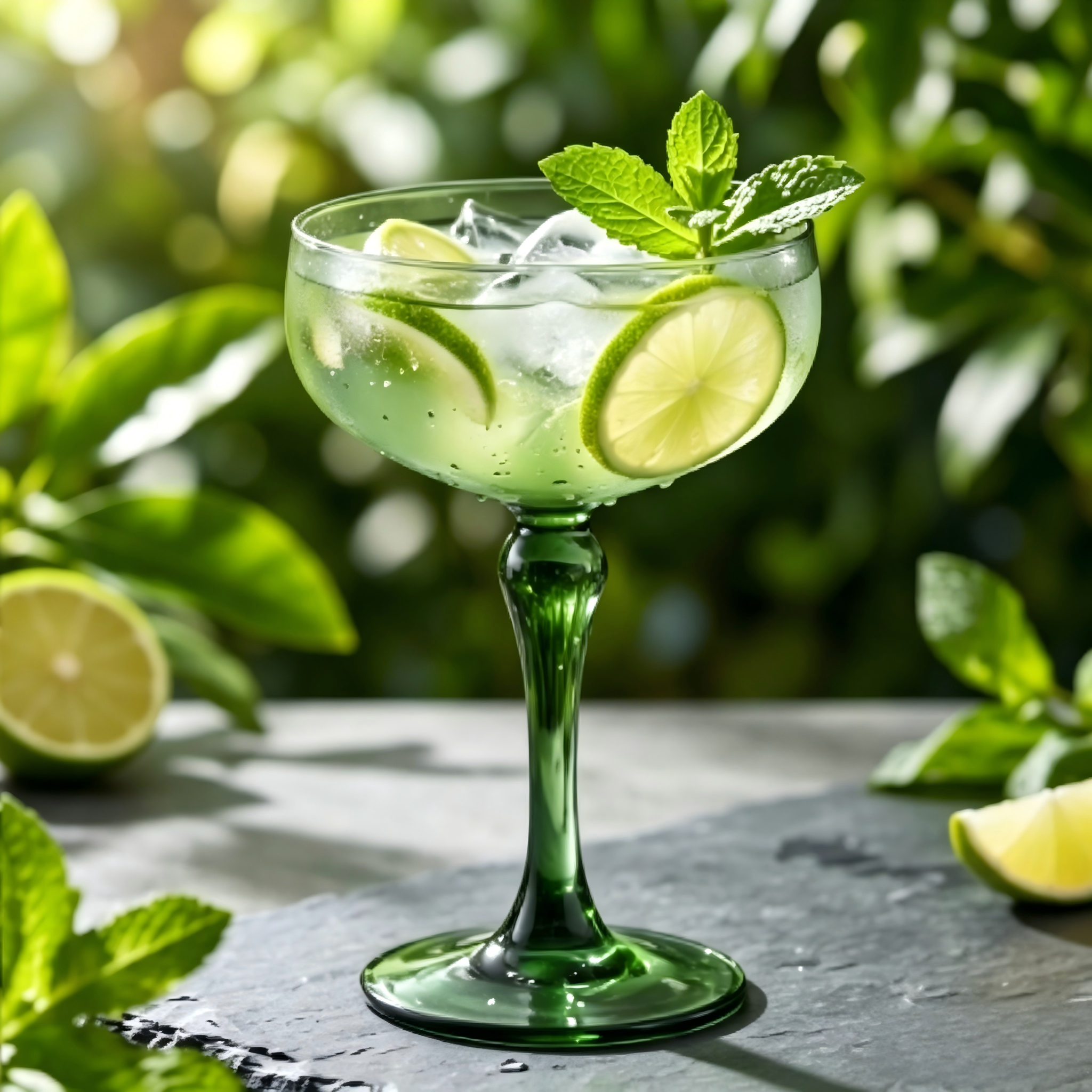 Green Glass Coupe Glass