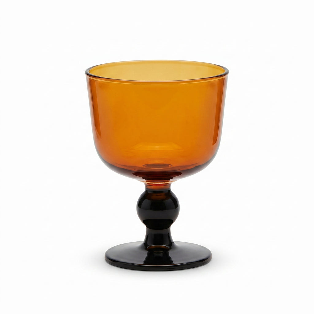 Amber Glass Goblet with Black Stem