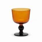 Amber Glass Goblet with Black Stem