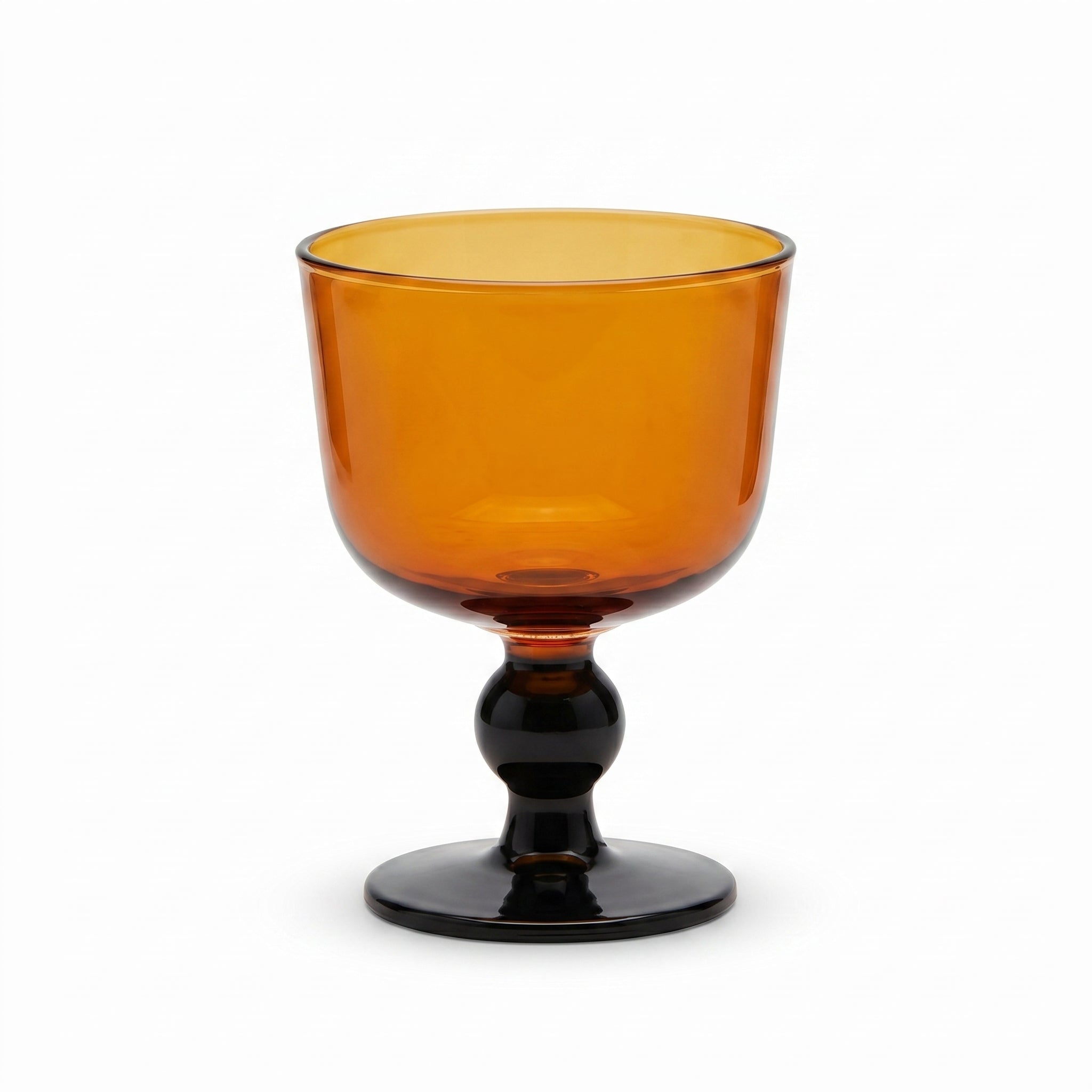 Amber Glass Goblet with Black Stem