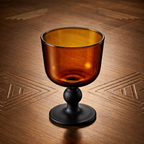 Amber Glass Goblet with Black Stem