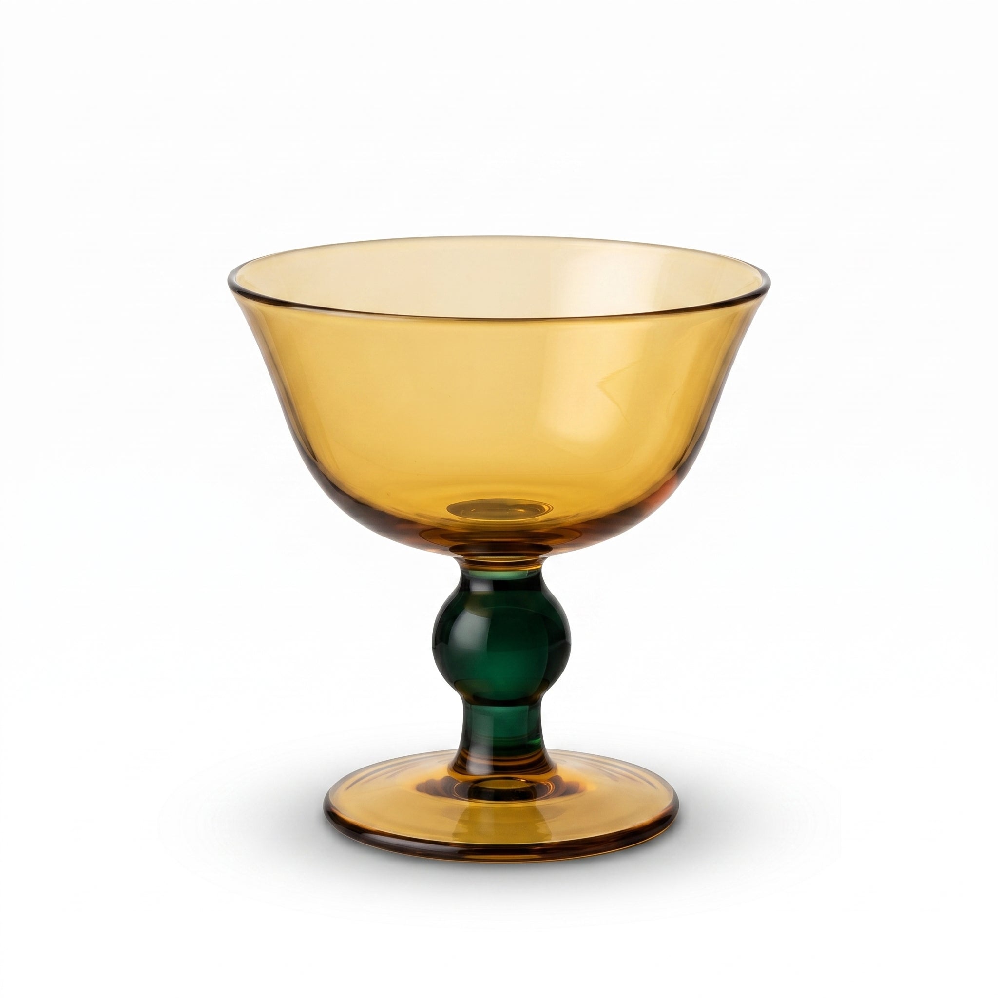 Amber and Green Glass Coupe Glass