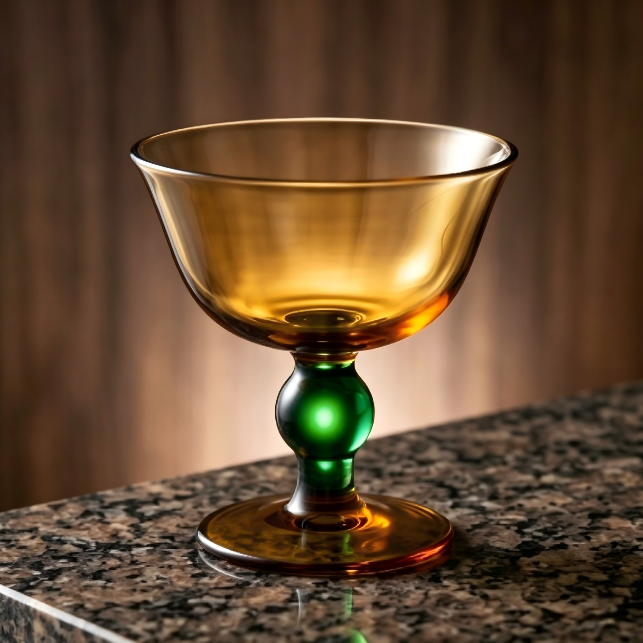 Amber and Green Glass Coupe Glass