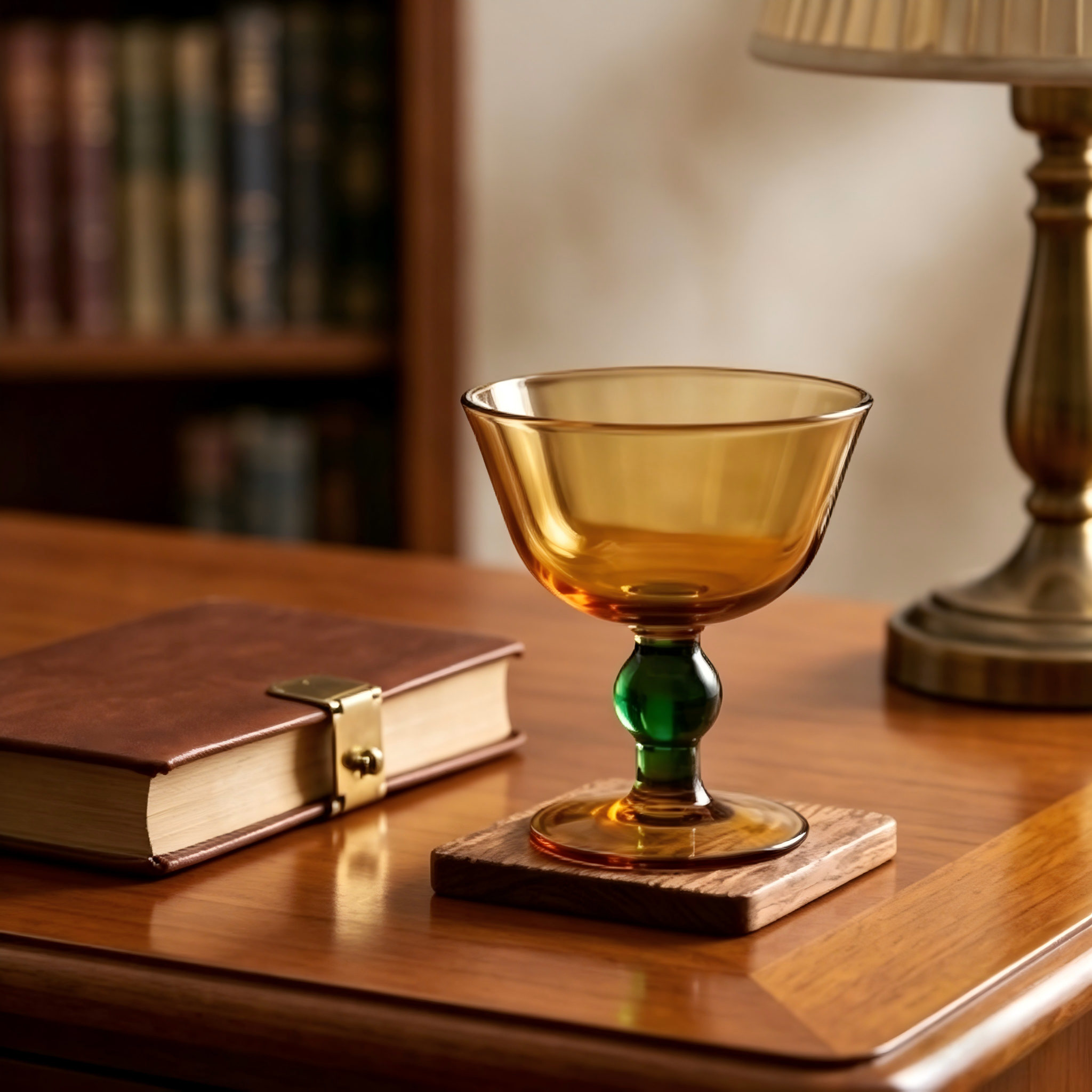 Amber and Green Glass Coupe Glass