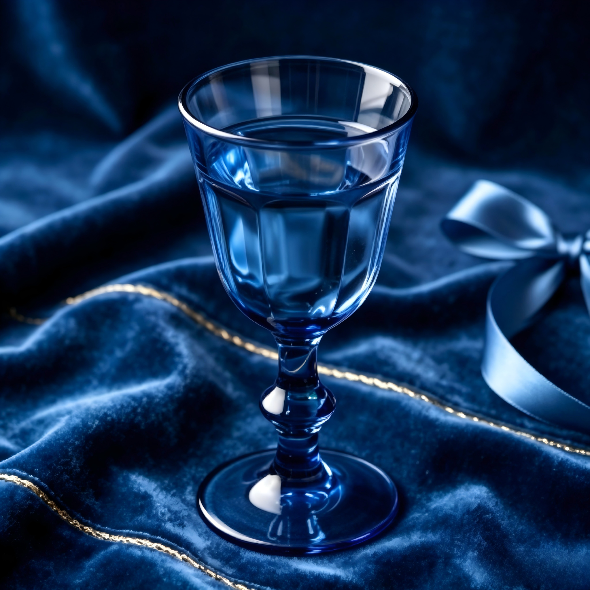 Vintage Blue Glass Goblet