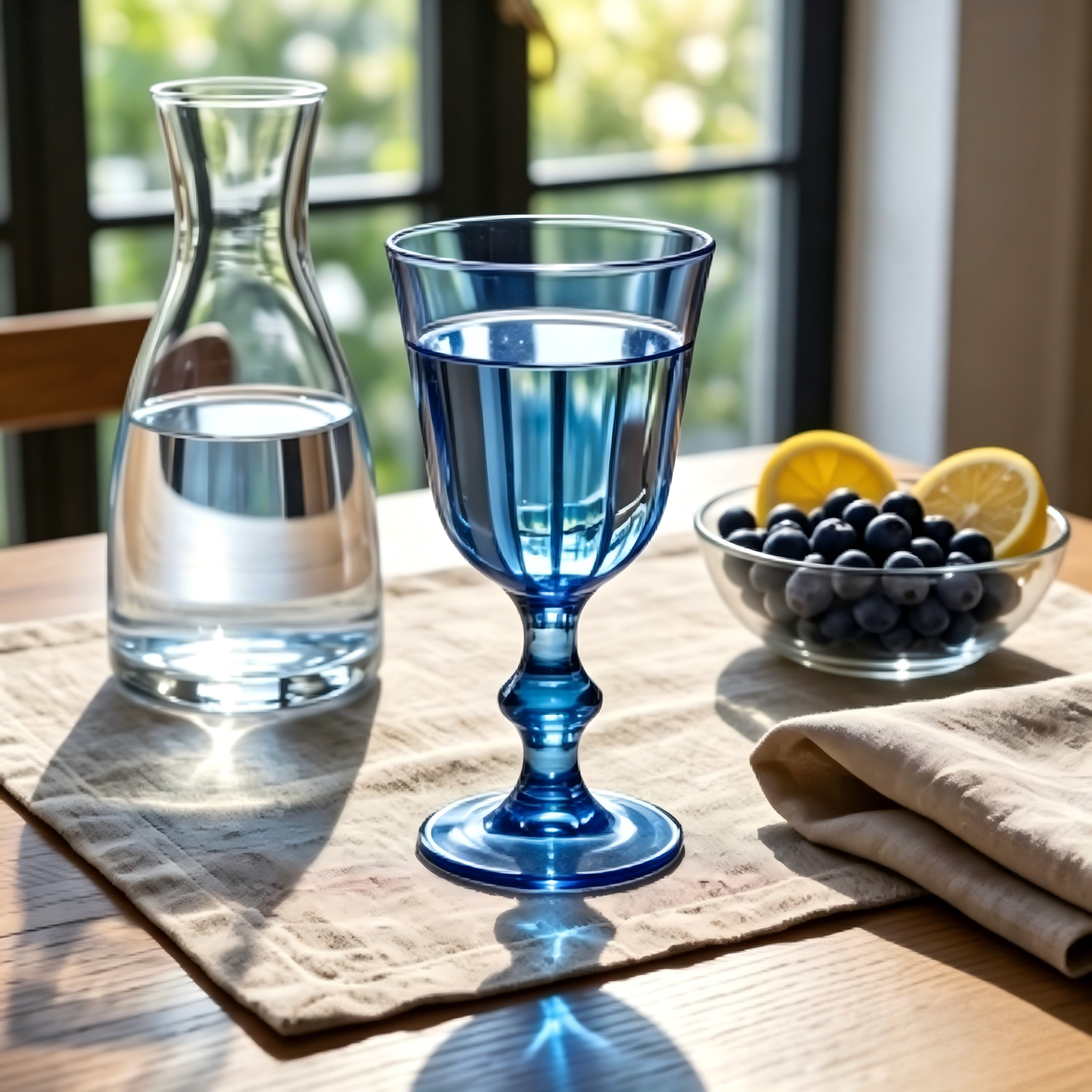 Vintage Blue Glass Goblet