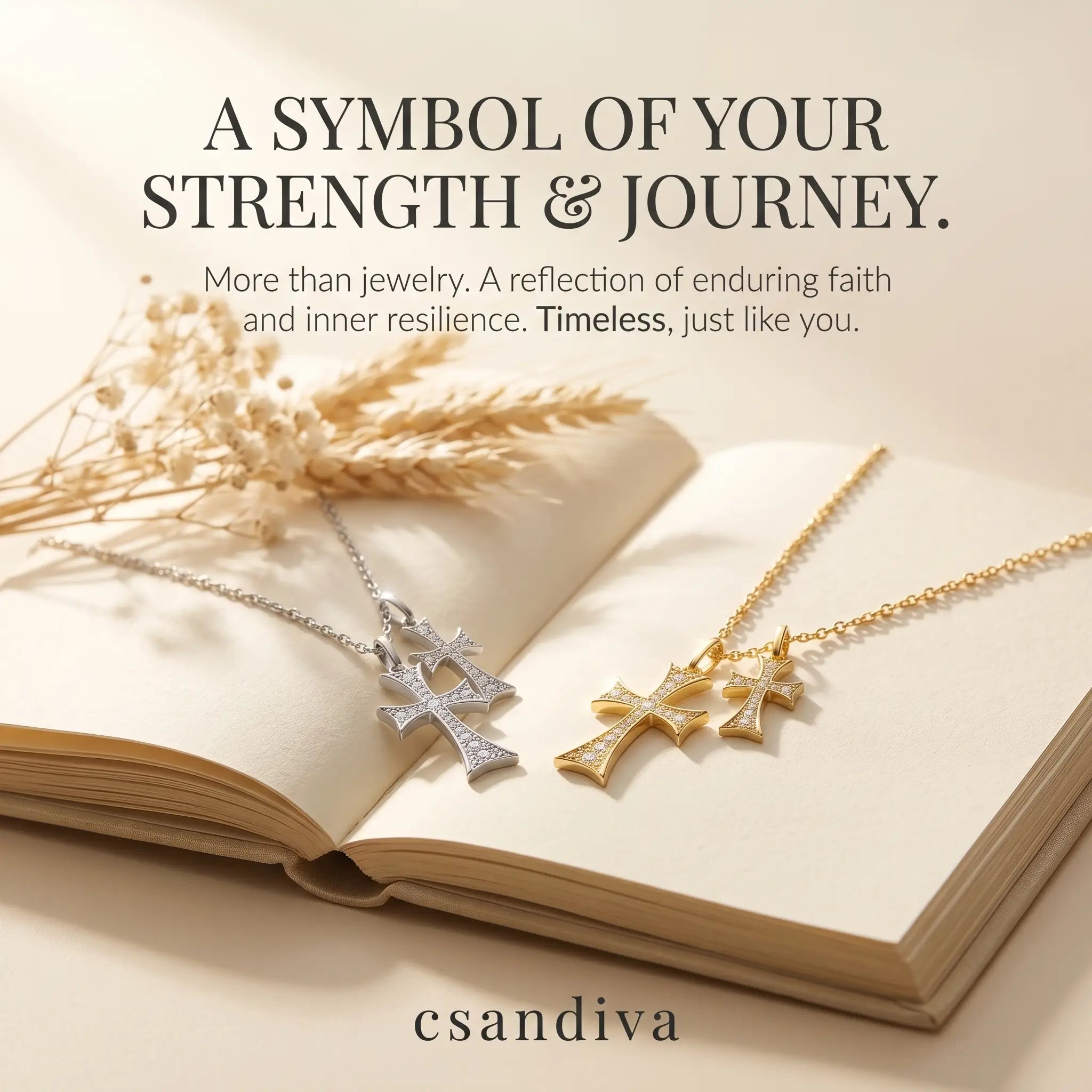 csandiva™ 18K Radiant Halo Cross Suite - Skin-Safe Timeless Elegance & Sweatproof Daily Glamour | Last Day 90% OFF🔥