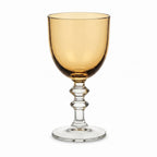 Amber Glass Goblet with Clear Stem