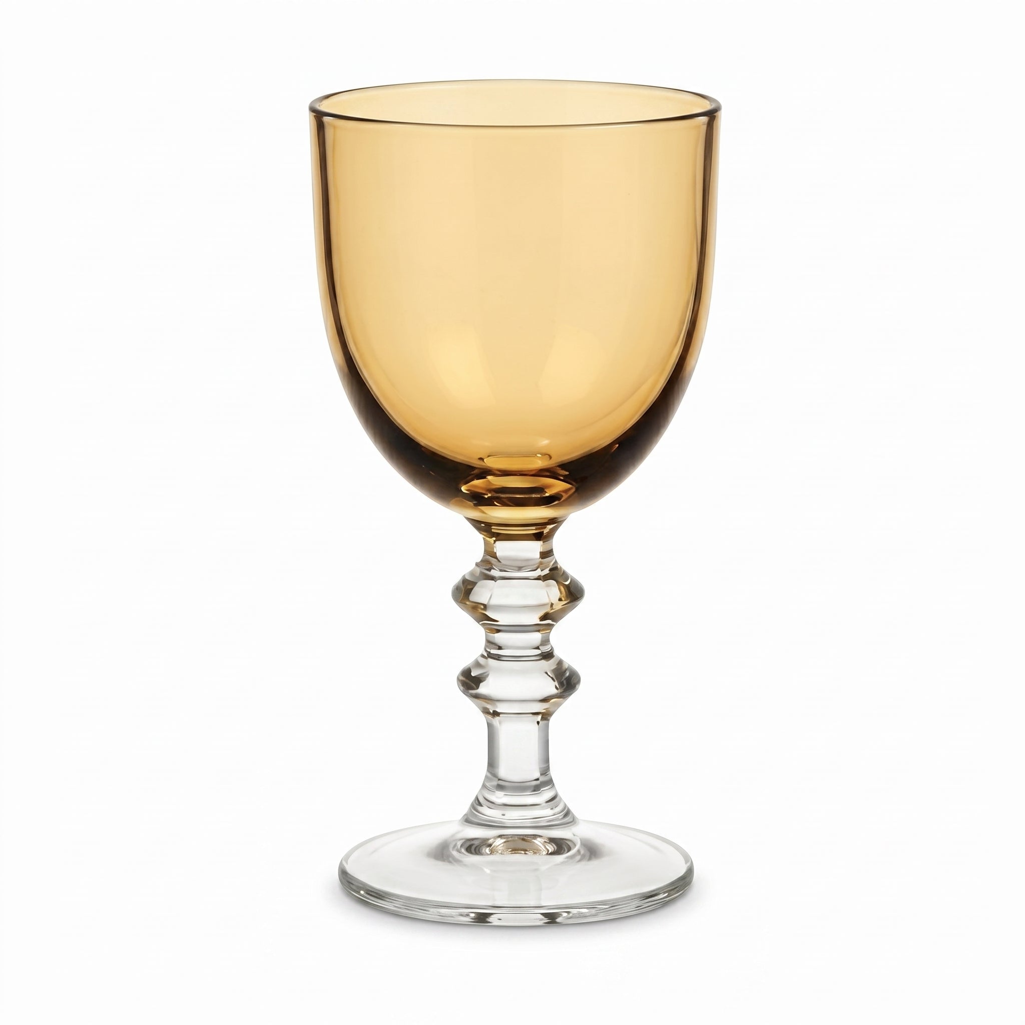 Amber Glass Goblet with Clear Stem