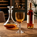 Amber Glass Goblet with Clear Stem