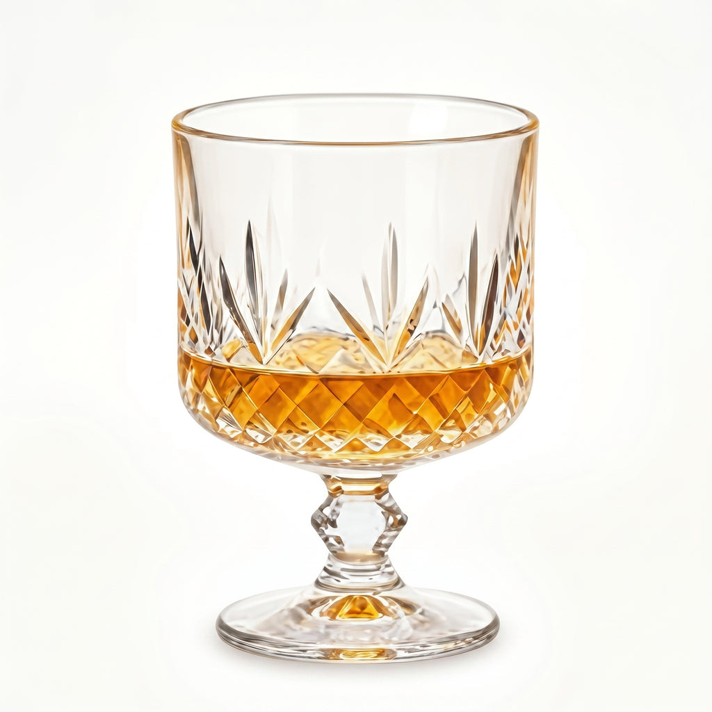 Crystal Diamond-Cut Whiskey Glass Goblet