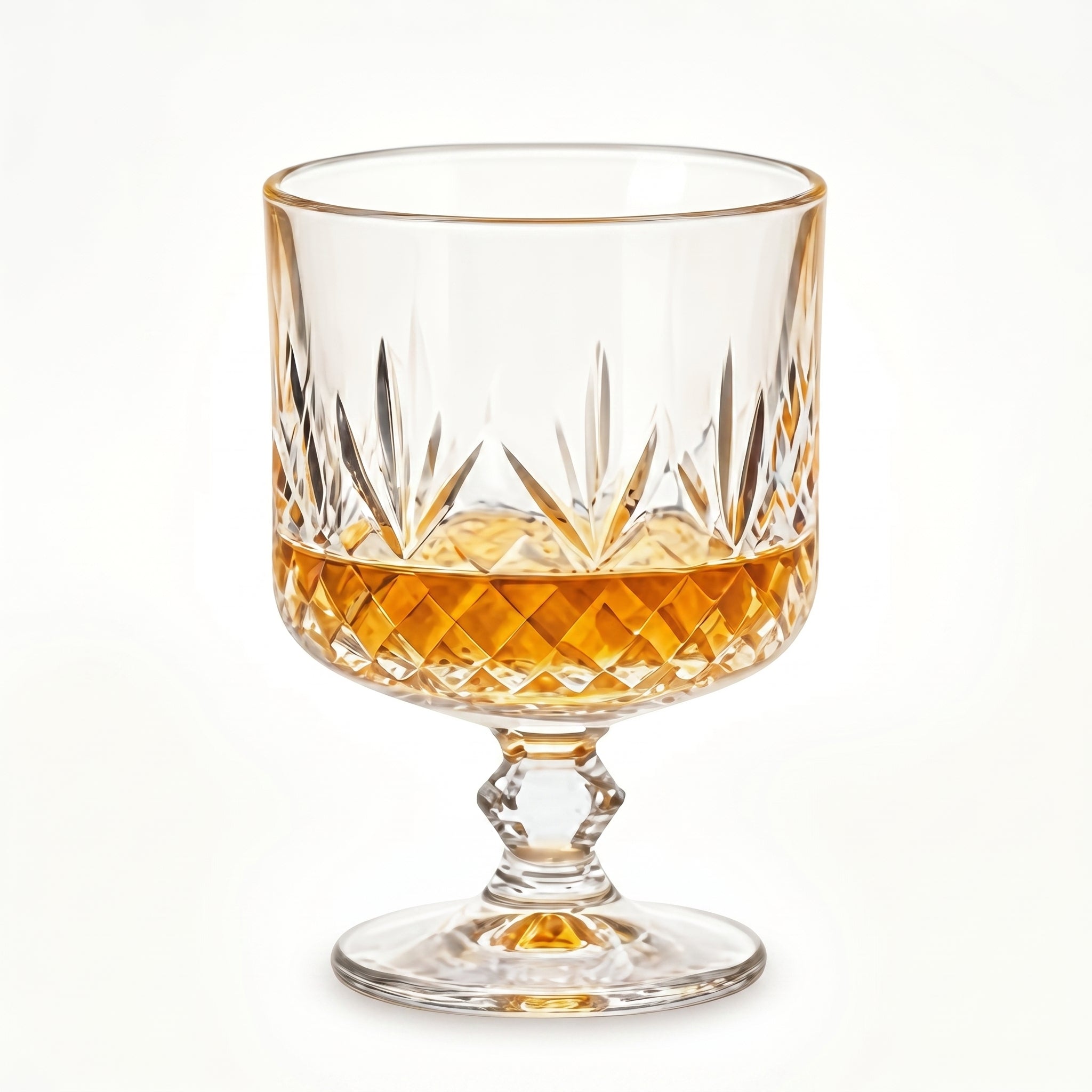Crystal Diamond-Cut Whiskey Glass Goblet