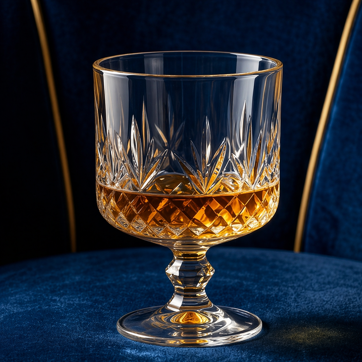 Crystal Diamond-Cut Whiskey Glass Goblet