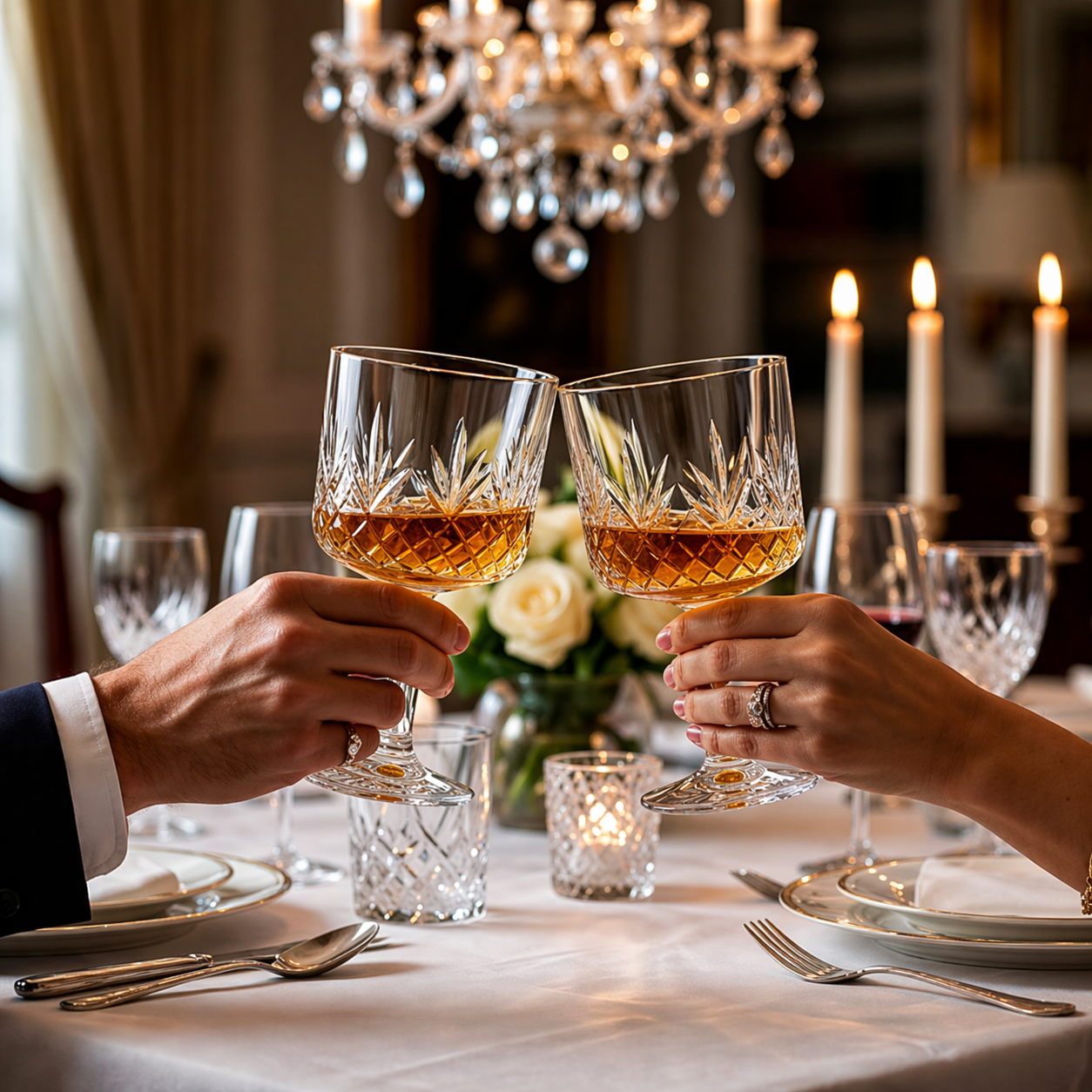 Crystal Diamond-Cut Whiskey Glass Goblet