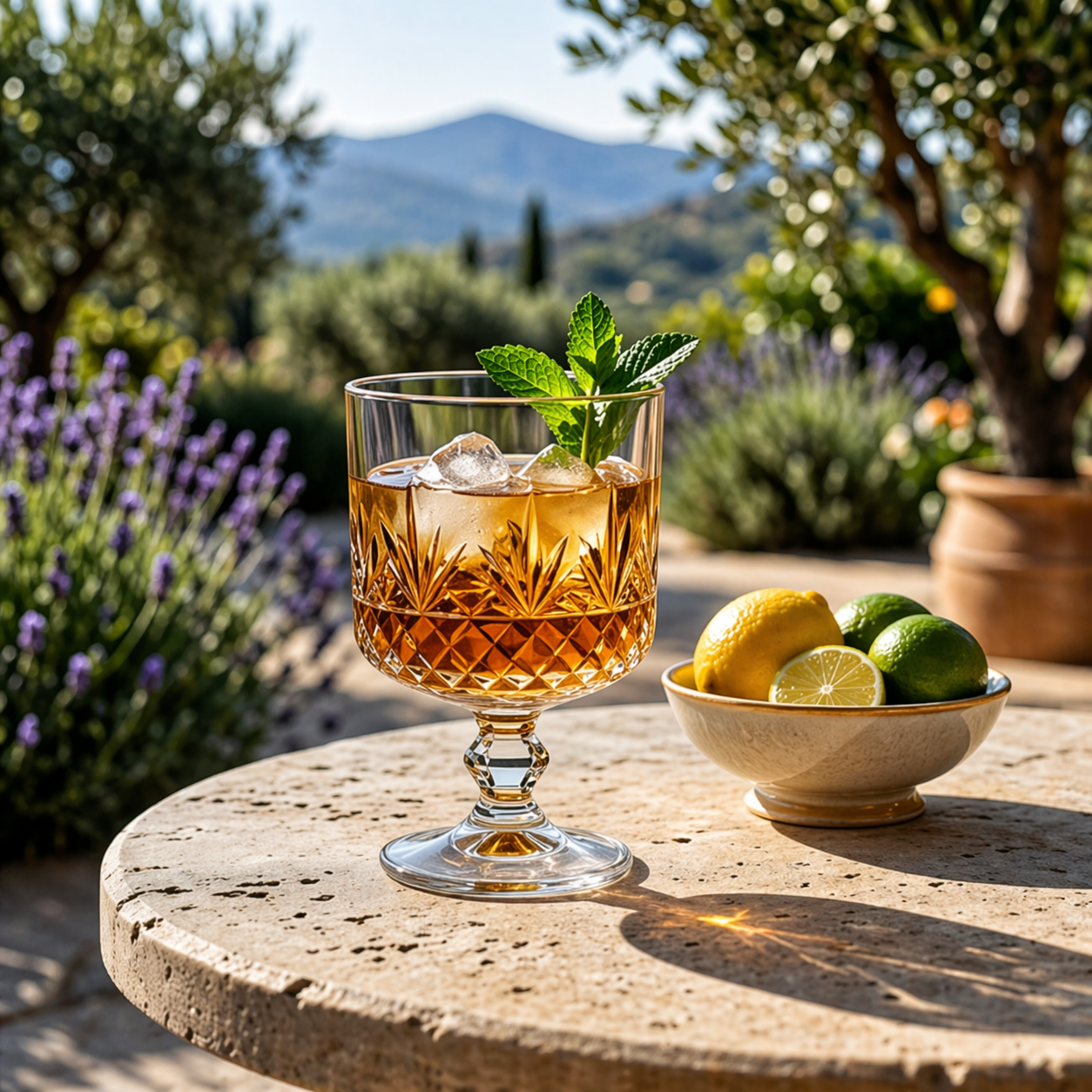 Crystal Diamond-Cut Whiskey Glass Goblet