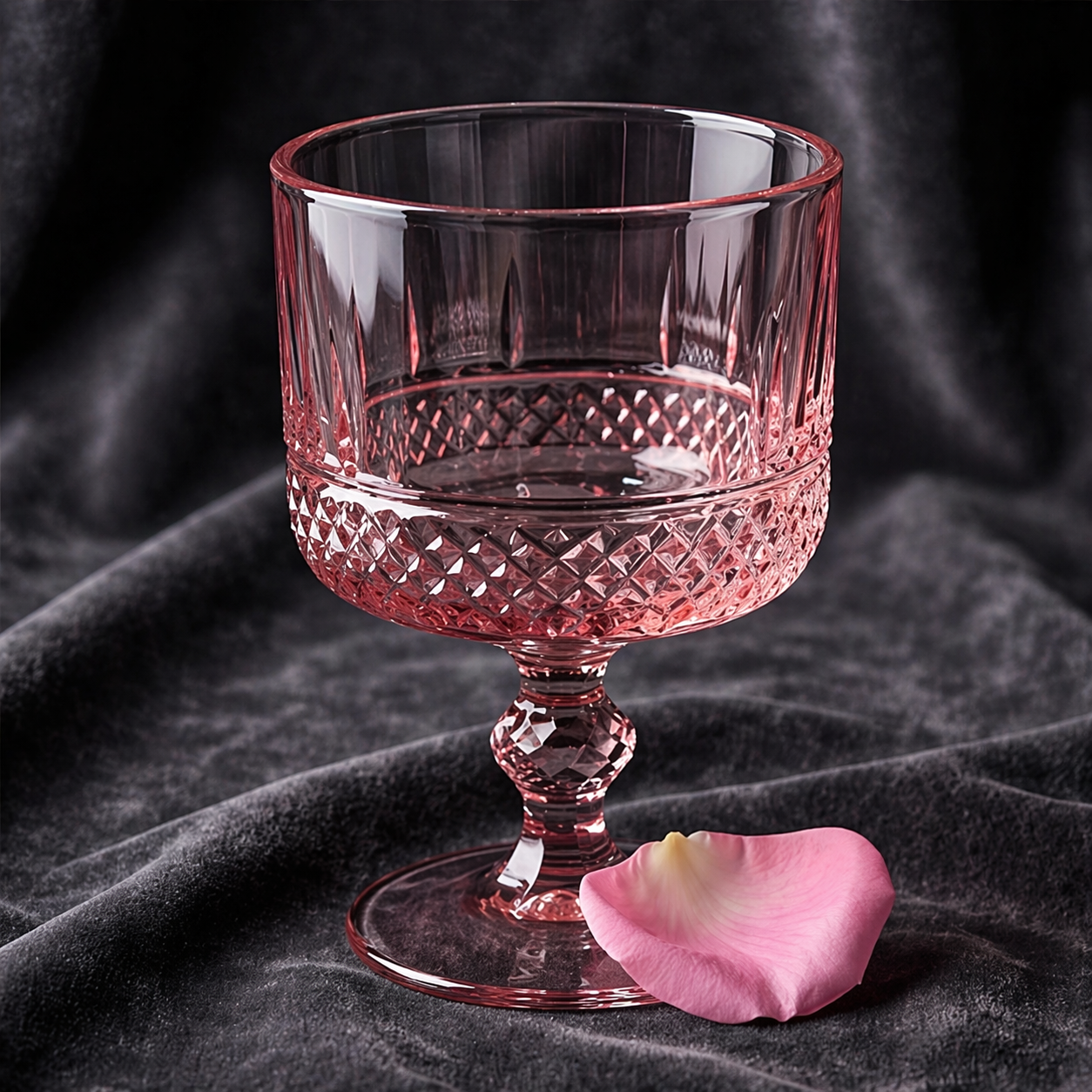 Vintage Pink Crystal Glass Goblet