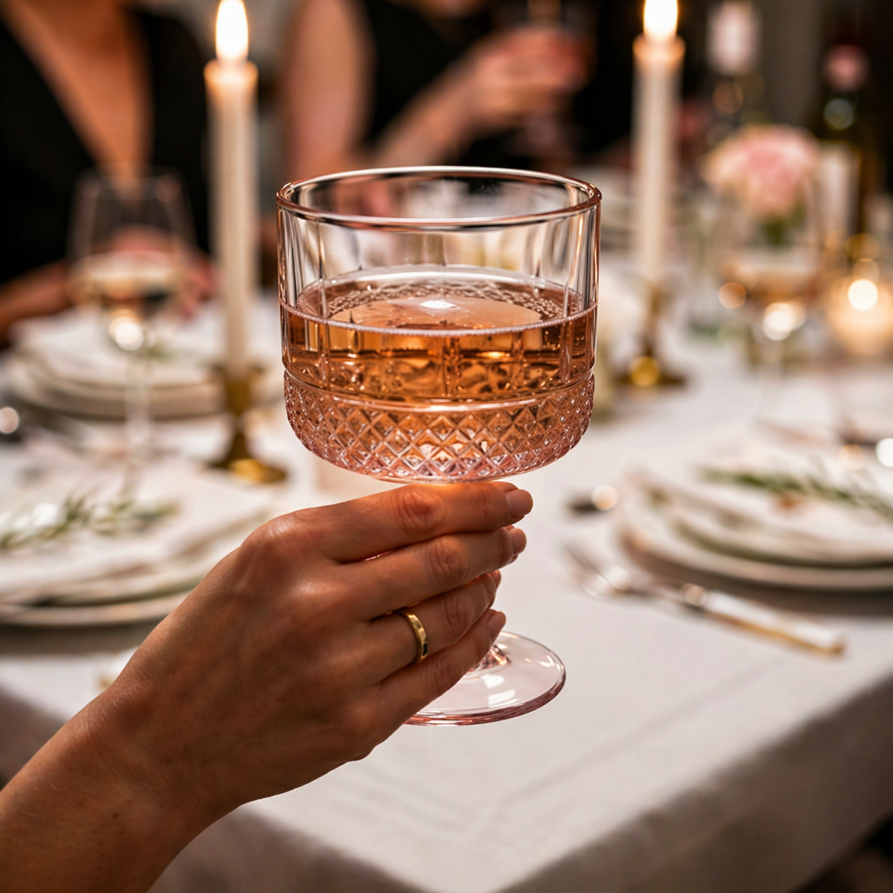 Vintage Pink Crystal Glass Goblet