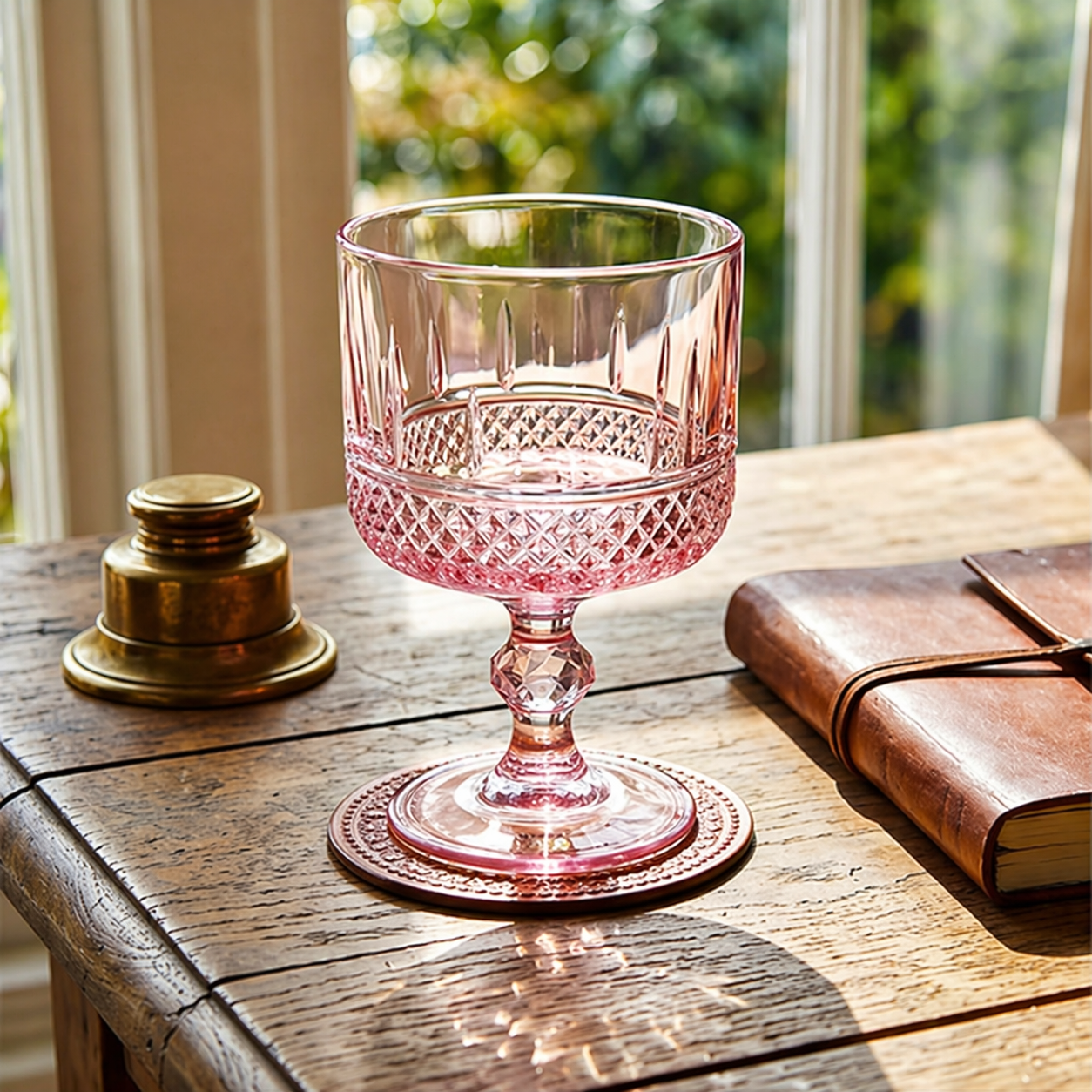 Vintage Pink Crystal Glass Goblet
