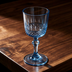 Blue Crystal Diamond-Cut Glass Goblet