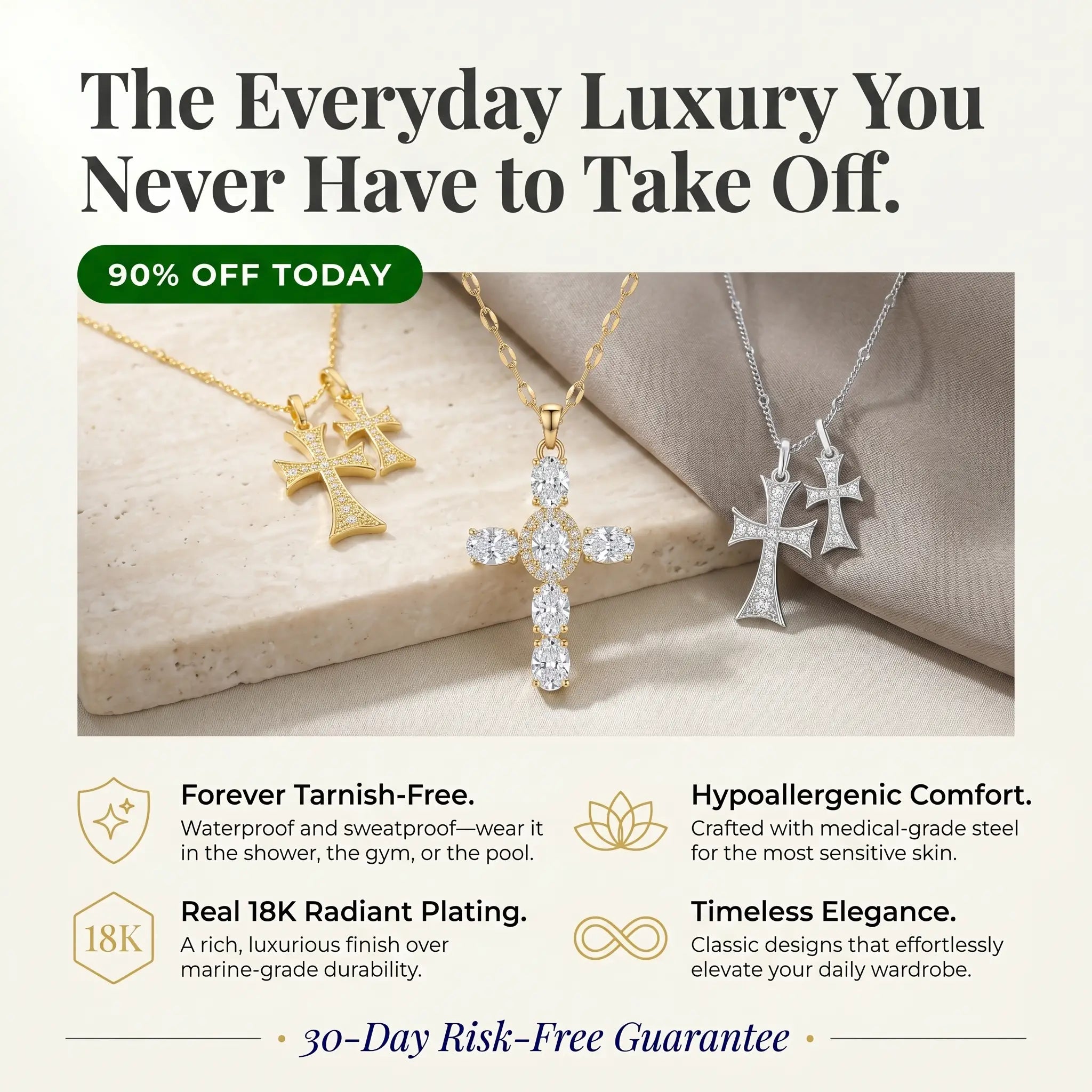 csandiva™ 18K Radiant Halo Cross Suite - Skin-Safe Timeless Elegance & Sweatproof Daily Glamour | Last Day 90% OFF🔥